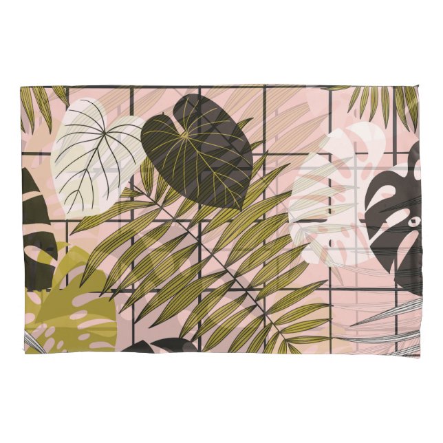 Tropical palm leaves, stylish summer. pillow case (Front)