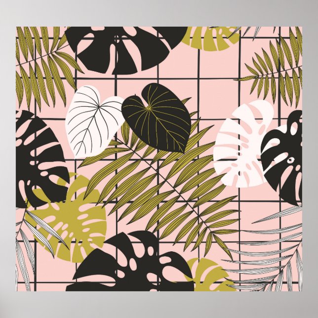 Tropical palm leaves, stylish summer. poster (Front)