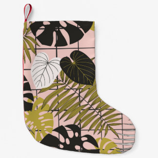 Tropical palm leaves, stylish summer. small christmas stocking