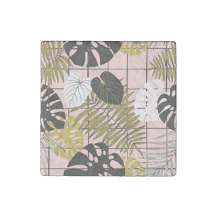 Tropical palm leaves, stylish summer. stone magnet