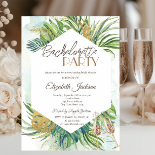 Tropical Palm Leaves Summer Bachelorette Invitation