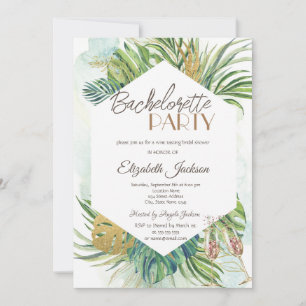 Tropical Palm Leaves Summer Bachelorette Invitation