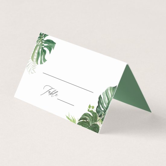 Tropical Palm Leaves Summer Beach Wedding Place Card