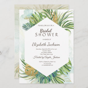 Tropical Palm Leaves Summer Bridal Shower Invitation