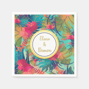 Tropical Palm Leaves Summer Wedding Paper Napkins