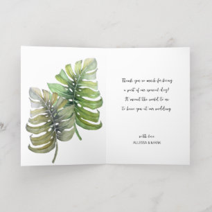 Tropical Palm Leaves Thank You Gold Foil Greeting Card