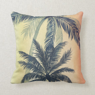 Tropical Palm Leaves Throw Pillow