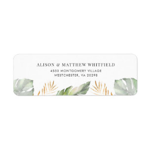 Tropical Palm Leaves Typography Return Address Label