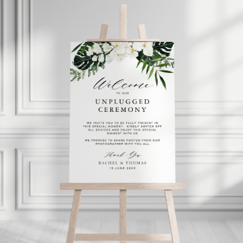  tropical palm leaves unplugged ceremony sign