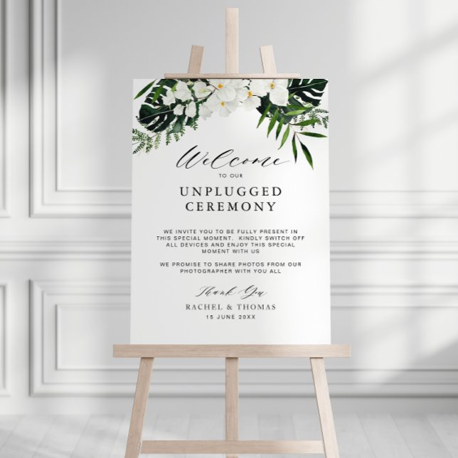  tropical palm leaves unplugged ceremony sign (Creator Uploaded)