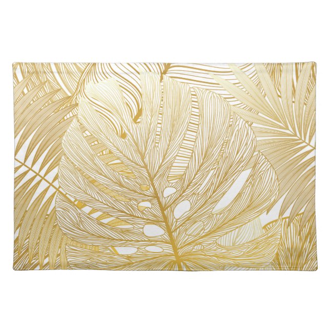 Tropical palm leaves: vintage pattern. cloth placemat (Front)