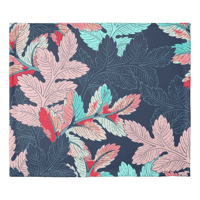 Tropical Palm Leaves: Vintage Pattern Duvet Cover (Front)