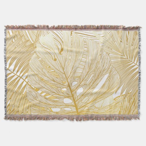Tropical palm leaves vintage pattern throw blanket