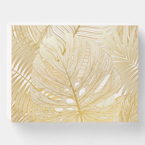 Tropical palm leaves vintage pattern wooden box sign