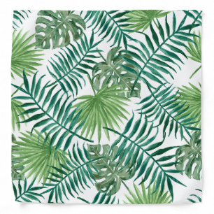 Tropical Palm Leaves Watercolor Bandana