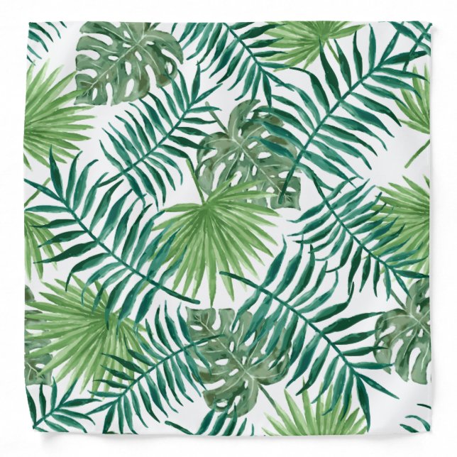 Tropical Palm Leaves Watercolor Bandana (Front)