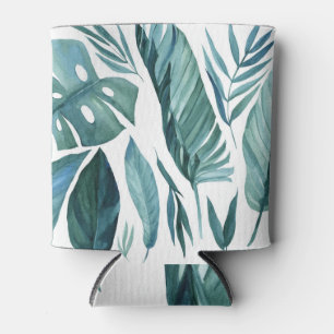 Tropical Palm Leaves: Watercolor Set. Can Cooler
