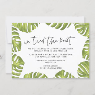 Tropical palm leaves We tied the knot announcement