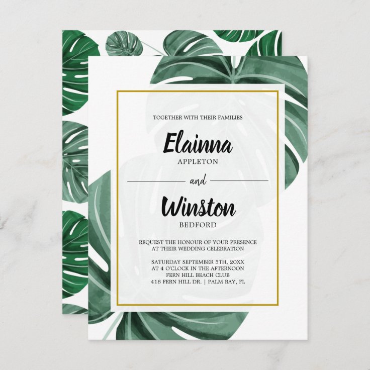 Tropical Palm Leaves Wedding Invitation | Zazzle