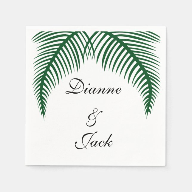 Tropical Palm Leaves Wedding Napkins (Front)