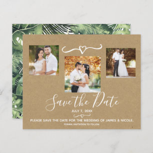 Tropical Palm Leaves Wedding Photo Save the Date