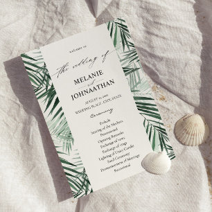 Tropical Palm Leaves Wedding Program