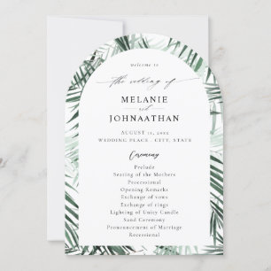 Tropical Palm Leaves Wedding Program Arc