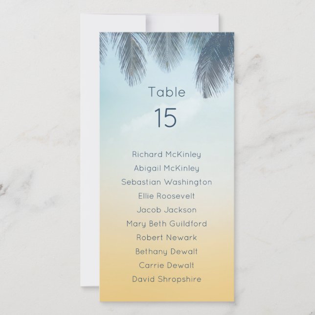 Tropical Palm Leaves Wedding Seating Chart (Front)