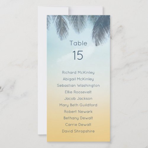 Tropical Palm Leaves Wedding Seating Chart