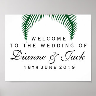 Tropical Palm Leaves Wedding Welcome Sign