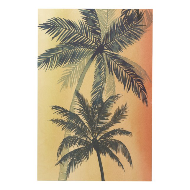 Tropical Palm Leaves Wood Wall Art (Front)