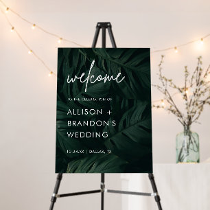 Tropical Palm Left Destination Wedding Welcome Foam Board