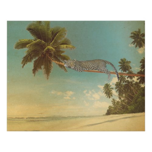 Tropical Palm Leopard Vintage Elegant Summer Beach Faux Canvas Print