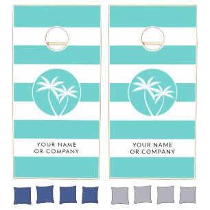 Tropical Palm Logo Family or Business Name Cornhole Set