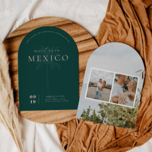 Tropical Palm Modern Destination Wedding Save The Date