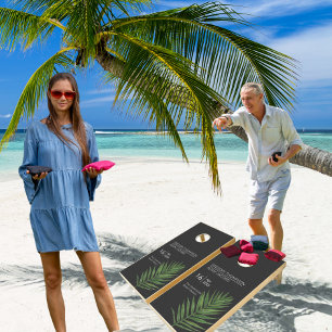 Tropical Palm Modern Minimalist Wedding Cornhole Set