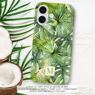 Tropical Palm Monogram Watercolor iPhone 16 Case