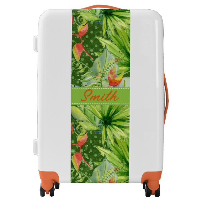 Tropical Palm Monogrammed Suitcases (Front)