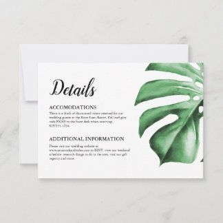 Tropical Palm Monstera Leaf Details Card Insert