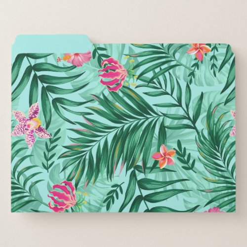 Tropical Palm  Monstera Leaves  Exotic Flowers File Folder