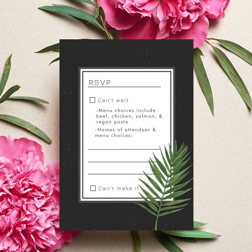 Tropical Palm Night Sky Modern Minimalist RSVP Not Note Card