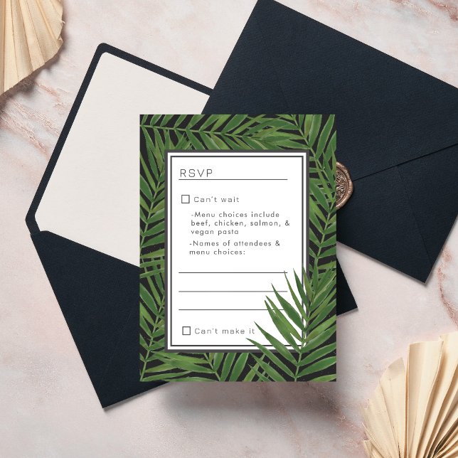Tropical Palm Night Sky Modern Minimalist RSVP Note Card (Creator Uploaded)