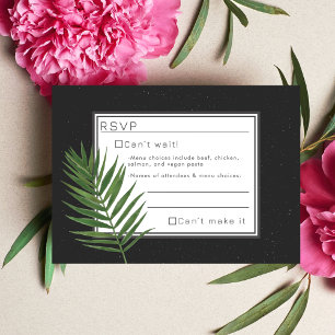 Tropical Palm Night Sky Modern Minimalist RSVP Note Card