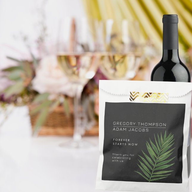 Tropical Palm Night Sky Modern Minimalist Wedding Favor Bag (Creator Uploaded)