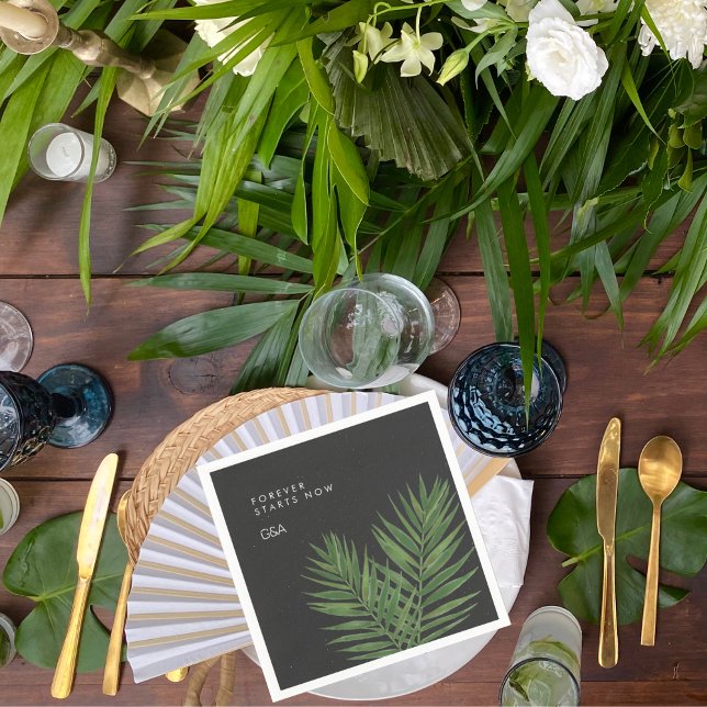 Tropical Palm Night Sky Modern Minimalist Wedding Napkins (Creator Uploaded)