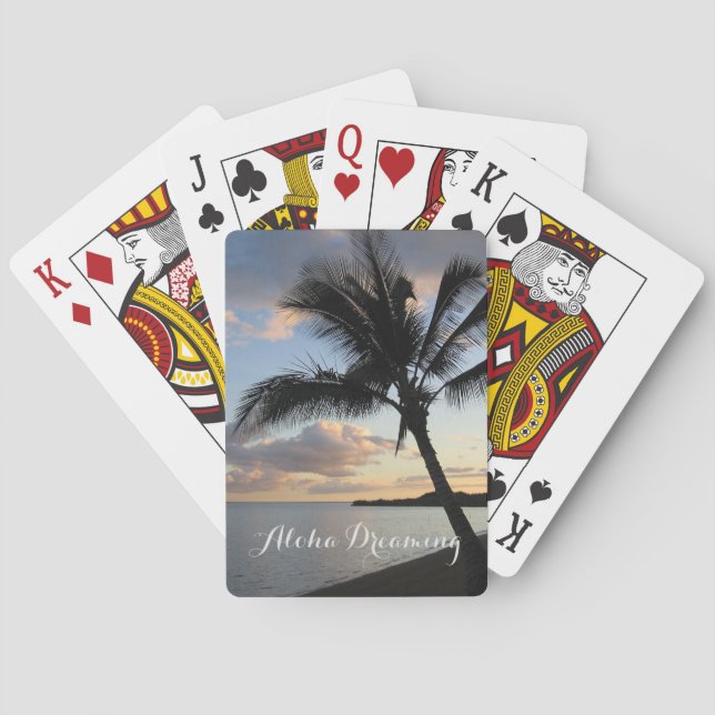 Tropical Palm Ocean Aloha Dreaming Poker Cards (Back)