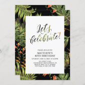 Tropical Palm Pattern Adult 40th Birthday Party Invitation (Front/Back)