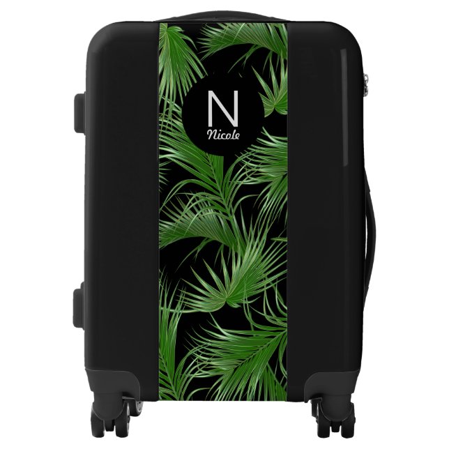 Tropical Palm Pattern with Any Monogram Luggage (Front)