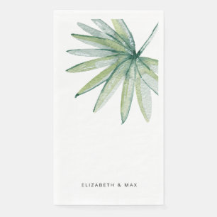 Tropical Palm Personalized Wedding Paper Guest Towels