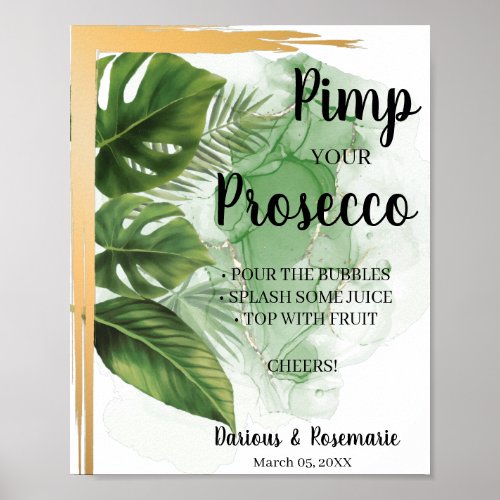 Tropical Palm Pimp your Prosecco Bridal Shower Poster